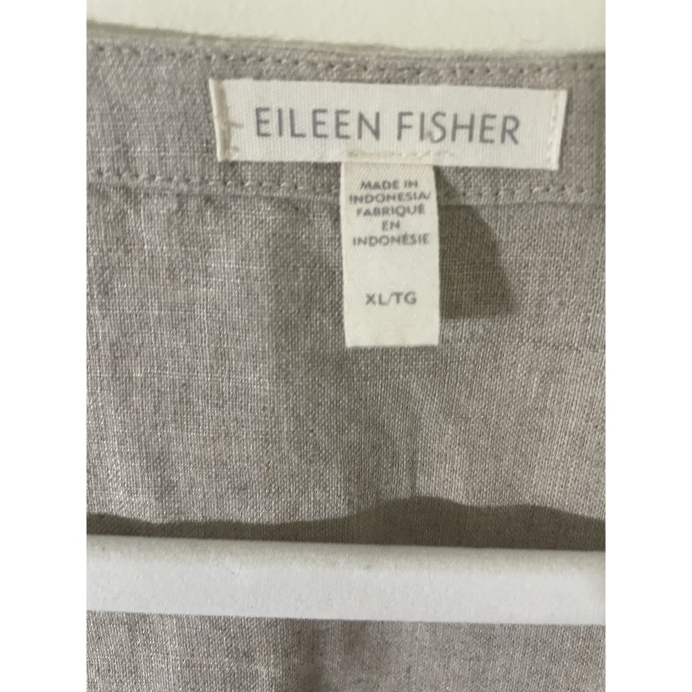 Eileen Fisher Organic Linen Tie Back Vest Tank Top Oatmeal XL Lagenlook NEW - Picture 5 of 6